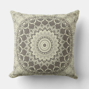 Beige- und Taupe-Mandala-Musterdesign Kissen