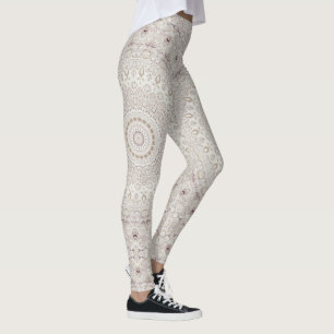 Beige- und Taupe-Mandala-Musterdesign Leggings