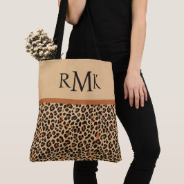 Beige und Terracotta Leopard Print Custom Monogram