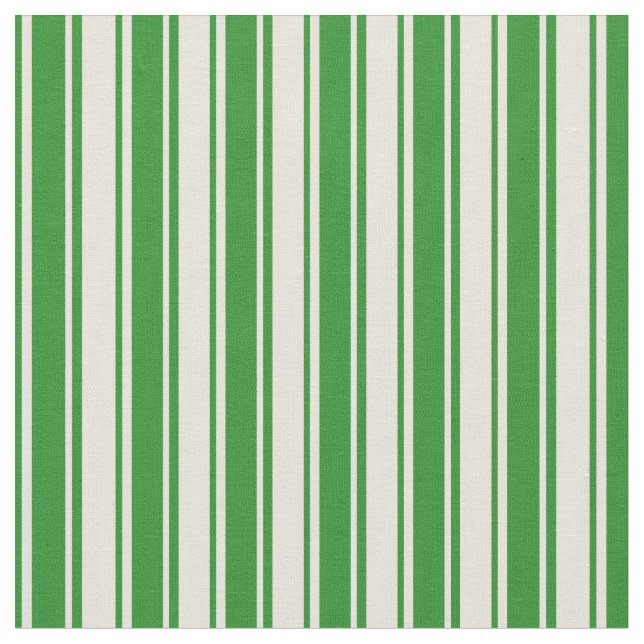 Beige und waldgrüne Streifen Stoff (Nahaufnahme)