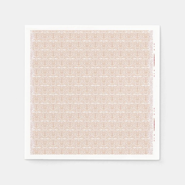 beige und weiß karierte Muster auf weißem Bach Serviette (Vorderseite)