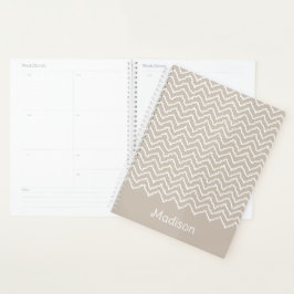 Beige und weiße geschwungene Chevron-Zickzack-Must Planer