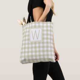 Beige und weiße Gingham-Karo-Monogramm