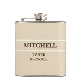 Beige und weiße Hochzeitsflasche Flachmann