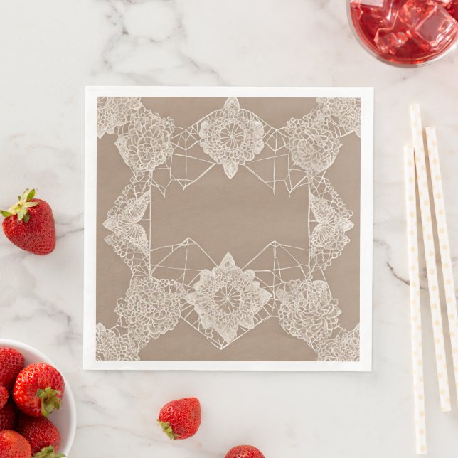Beige und weiße Muster AI-Kunst Serviette (Beispiel)