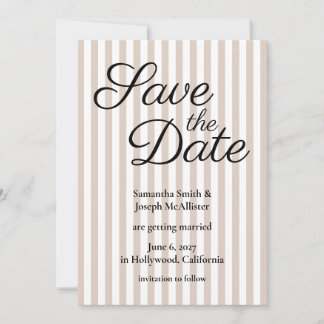 Beige und weiße Streifen Save The Date