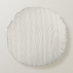 Beige und weiße Ticking-Streifen  Rundes Kissen
