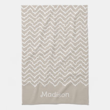 Beige und weißer geschwungener Chevron-Zickzack mi