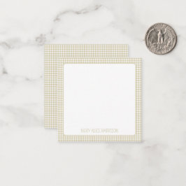 Beige und White Gingham Kariert Personalisiert Mitteilungskarte