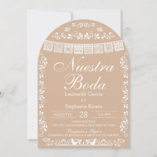 Beige Unsere Hochzeit Papel Picado Spanische Hochz Einladung