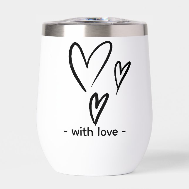 Beige Valentine's Day Thermal Wine Tumbler (Vorderseite)
