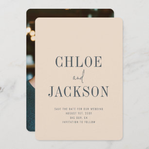 Beige Vanilla Neutral Moderne Foto Hochzeit Save The Date