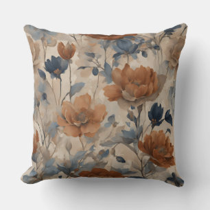 Beige verbranntes Orange staubiges Navy Blau flora Kissen