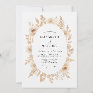Beige verfeinerte Boho-Hochzeit Einladung