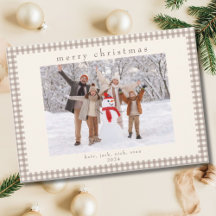 Beige Vintag Gingham Karo Weihnachts-Foto