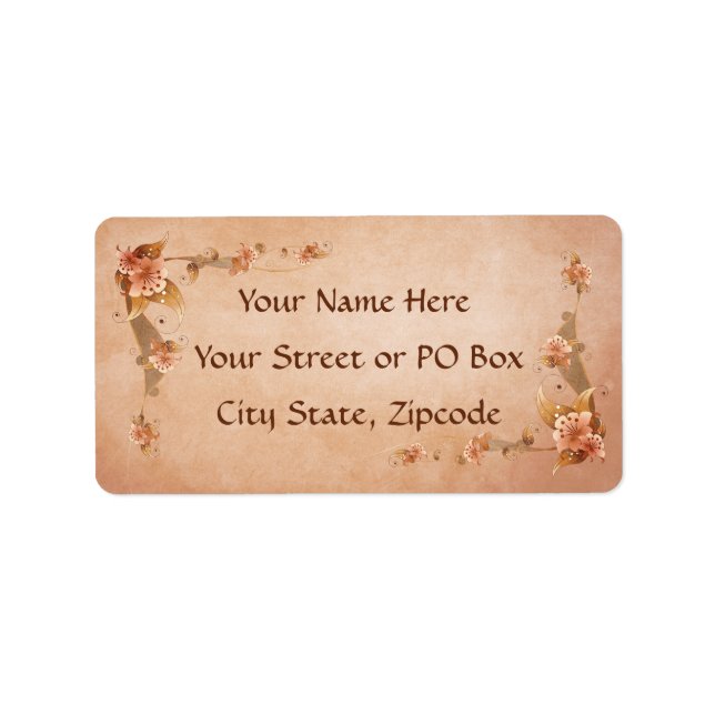 Beige Vintag Lilies Adressaufkleber (Vorne)