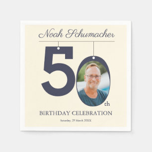 Beige Vintage 50. Geburtstag individuell gestaltet Serviette