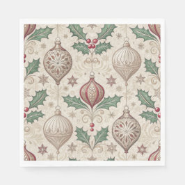 Beige Vintage-Kugel Weihnachtsfest Serviette