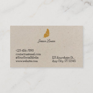 Beige Vintage Minimal Elegante Schmetterling Visitenkarte