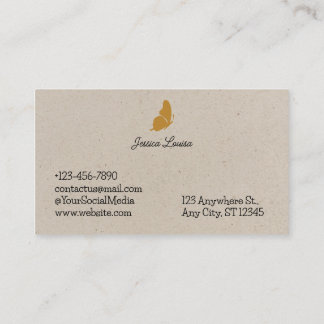 Beige Vintage Minimal Elegante Schmetterling Visitenkarte