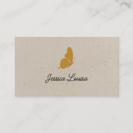 Beige Vintage Minimal Elegante Schmetterling Visitenkarte