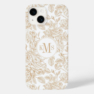 Beige Vintage Rose Blume Muster Case-Mate iPhone 14 Hülle