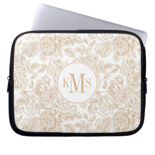 Beige Vintage-Rosen-Blumenmuster Laptopschutzhülle