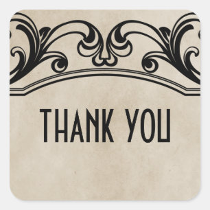 Beige Vintage Wirbel Danke Stickers