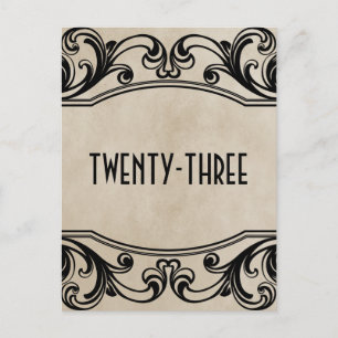 Beige Vintage Wirbel Tischnummer Postkarte