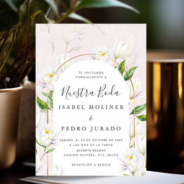 Beige Wasserfarbe Botanische Nuestra Boda Wedding Einladung (Von Creator hochgeladen)