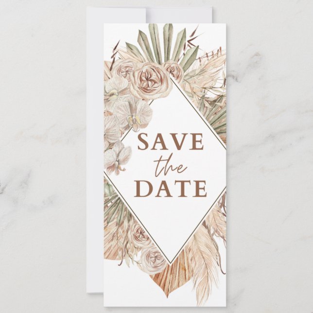 Beige Watercolor Boho Save Date Wedding Invitation Einladung (Vorderseite)