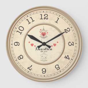 Beige Wedding & Anniversary Personalized Wall Große Wanduhr