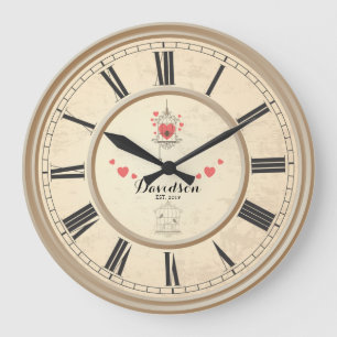 Beige Wedding & Anniversary Personalized Wall Große Wanduhr