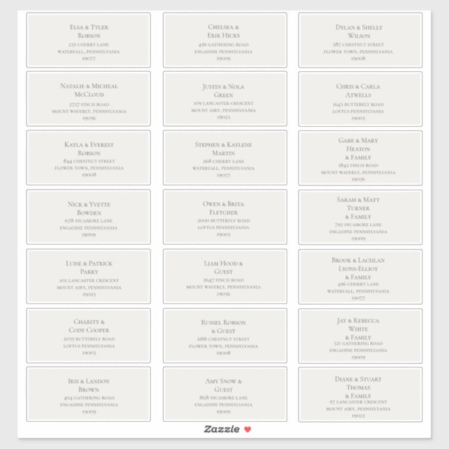 Beige Wedding Guest Address Labels (Blatt)