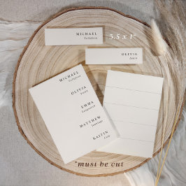 Beige Wedding Name Tags for Menus 3.5x1 Slim Cards