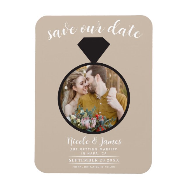 Beige Wedding Ring Foto Save the Date Magnet (Vertikal)