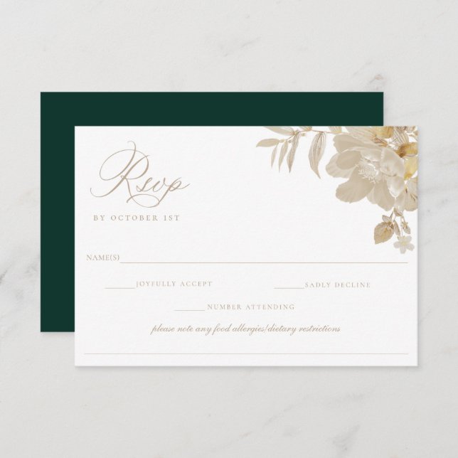 Beige Wedding RSVP Lebensmittelallergie (Vorne/Hinten)
