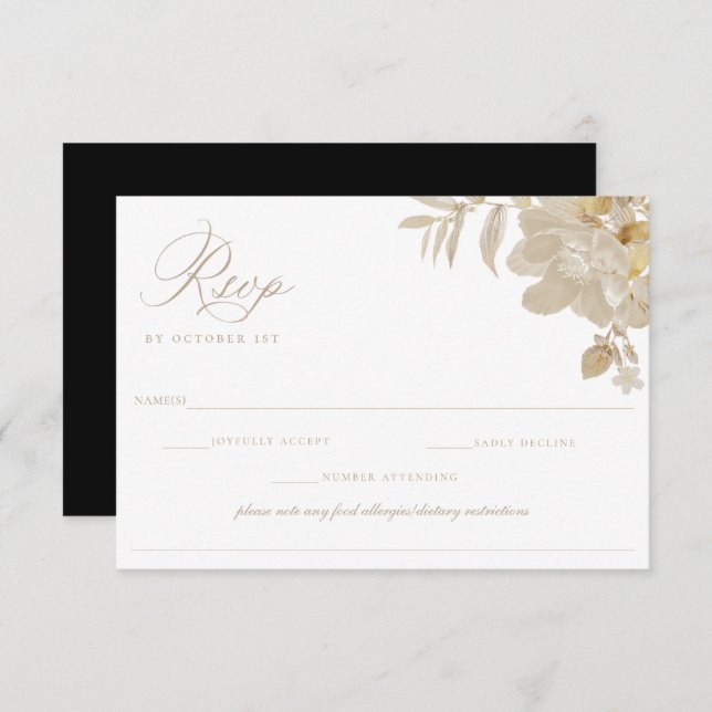 Beige Wedding RSVP Lebensmittelallergie (Vorne/Hinten)