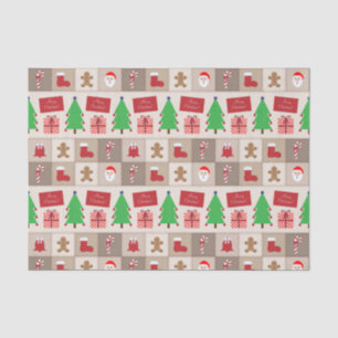 Beige Weihnachts-Muster Tissue Paper Seidenpapier