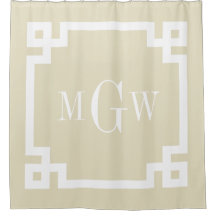 Beige Weiß Griechischer Schlüssel #2 gerahmt 3I Mo