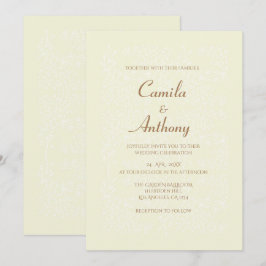 Beige weiße Blumenmuster Print Border Wedding Einladung