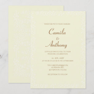 Beige weiße Blumenmuster Print Border Wedding Einladung