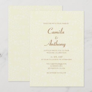 Beige weiße Blumenmuster Volldruckleiste Weddi Einladung