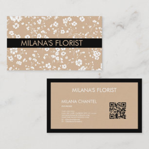 Beige Weiße Daisy Moderne Hippie-Blume Florist  Visitenkarte