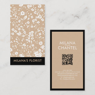 Beige Weiße Daisy Moderne Hippie-Blume Florist Visitenkarte