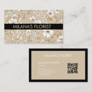Beige Weiße Daisy Moderne Hippie-Blume Florist  Visitenkarte