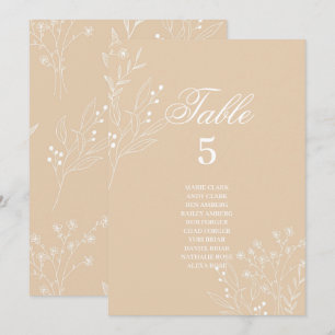 Beige weiße Ecke florale Boho Sitzkarten Einladung