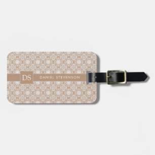 Beige weiße geometrische Moderne Batik Muster Gepäckanhänger