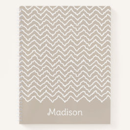 Beige-weiße geschwungene Chevron-Zickzack-Linie mi Notizbuch