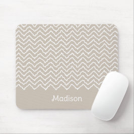 Beige-weiße geschwungene Chevron-Zickzack-Muster Mousepad